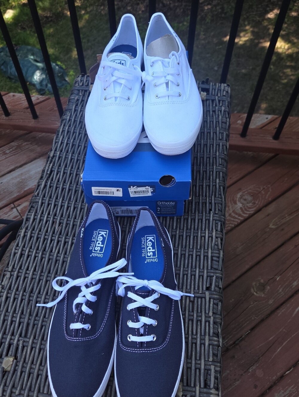 2 Pairs Of Keds Orthilite women's size 9.5 shoes - new - white and navy